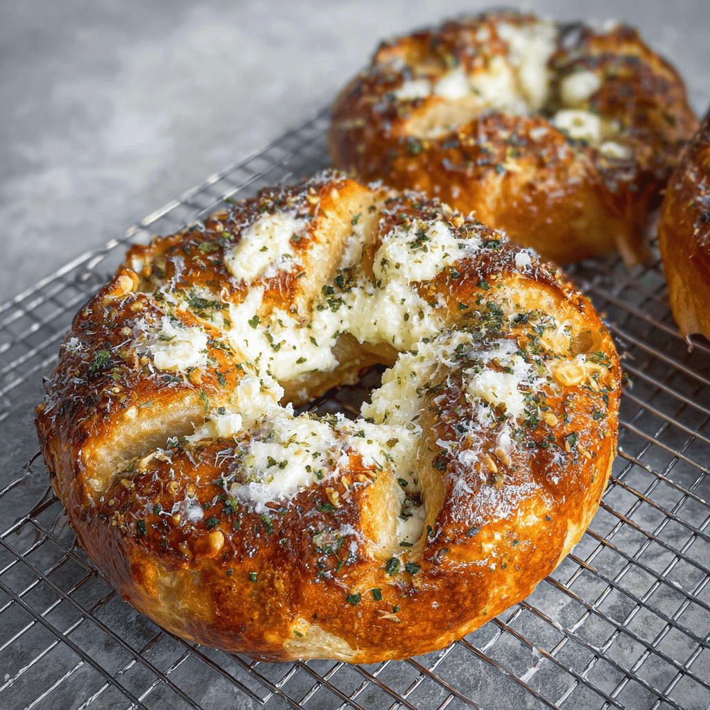 Cream Cheese Stuffed Garlic Bagel