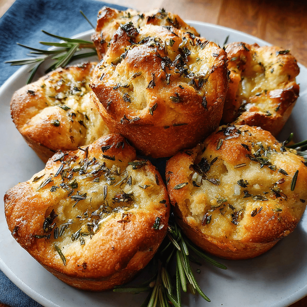 Easy Garlic Rosemary Focaccia Muffins