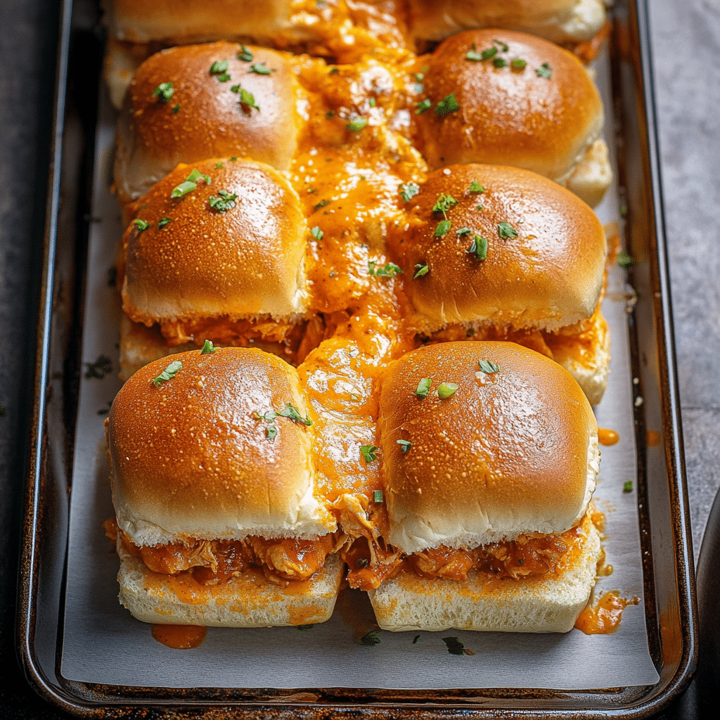 Sheet Pan Buffalo Chicken Sliders