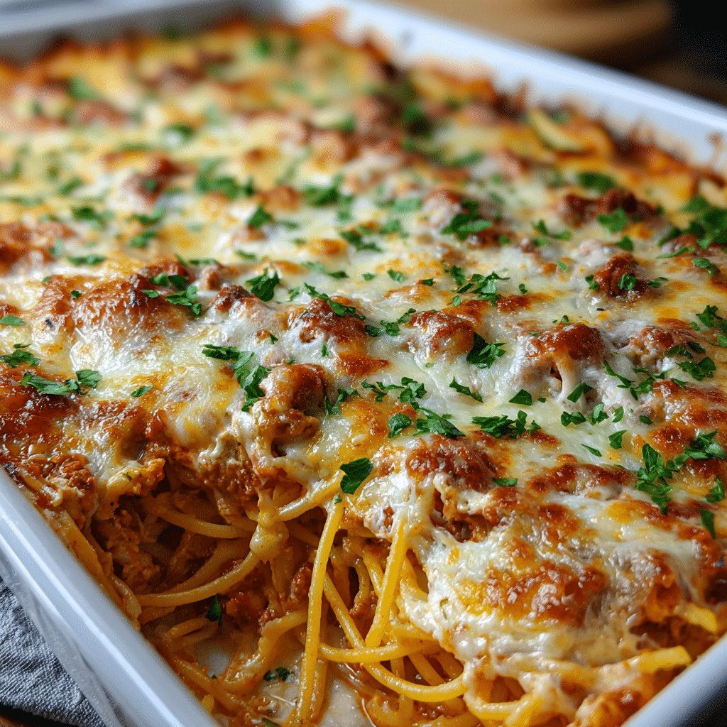 Baked Cream Cheese Spaghetti Casserole