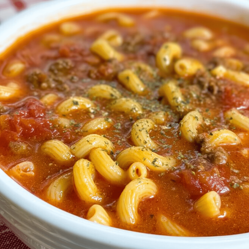 Beef & Tomato Macaroni Soup