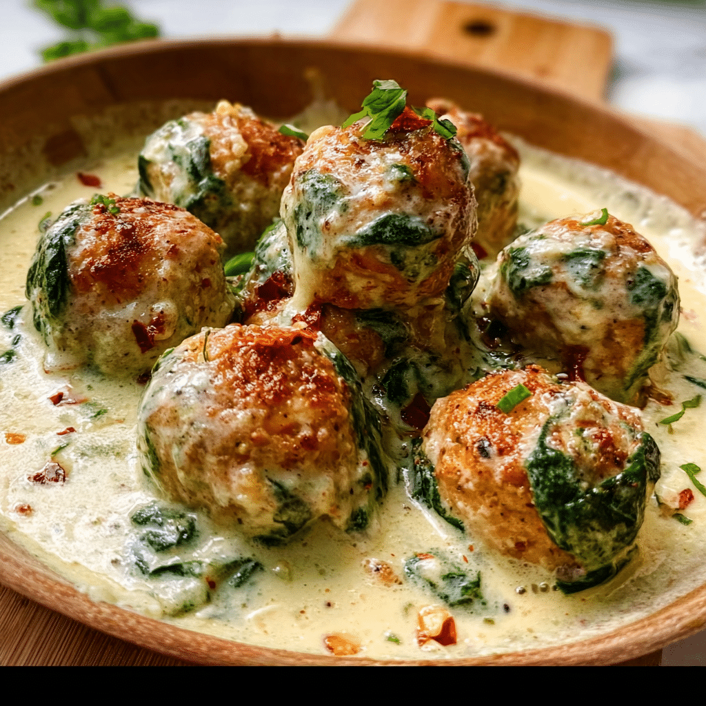 Spinach Alfredo Chicken Meatballs