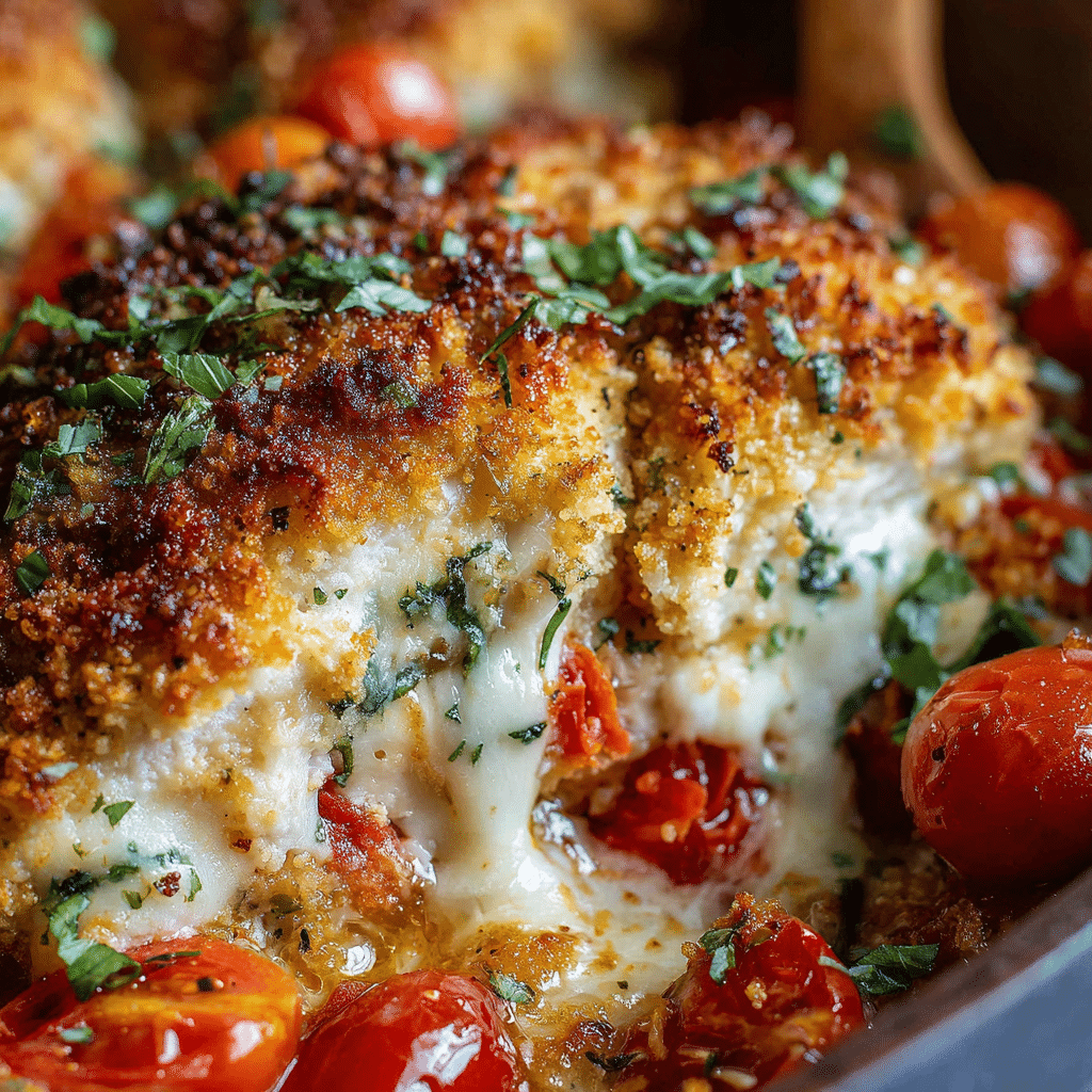 Chicken Parmesan Casserole with Mozzarella & Panko