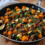 Ground Beef Zucchini Sweet Potato Skillet