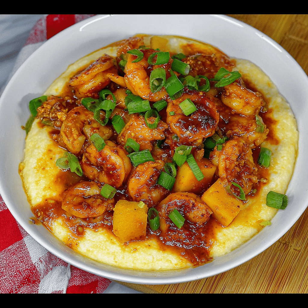 Jerk Shrimp & Cheesy Grits with Gouda