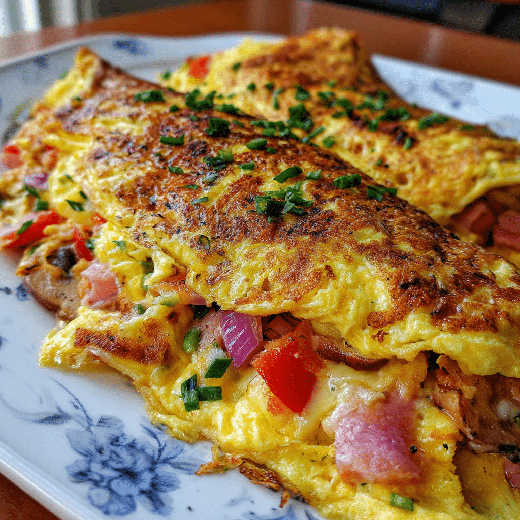 Loaded Veggie & Ham Omelette