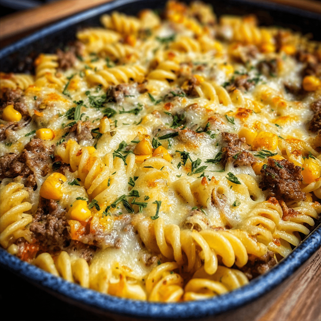 Ranch Rotini Bake with Beef and Corn