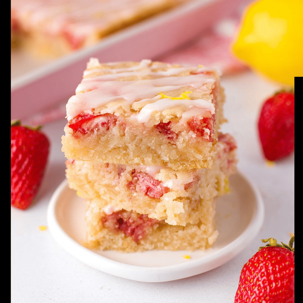 Strawberry Lemon Blondies
