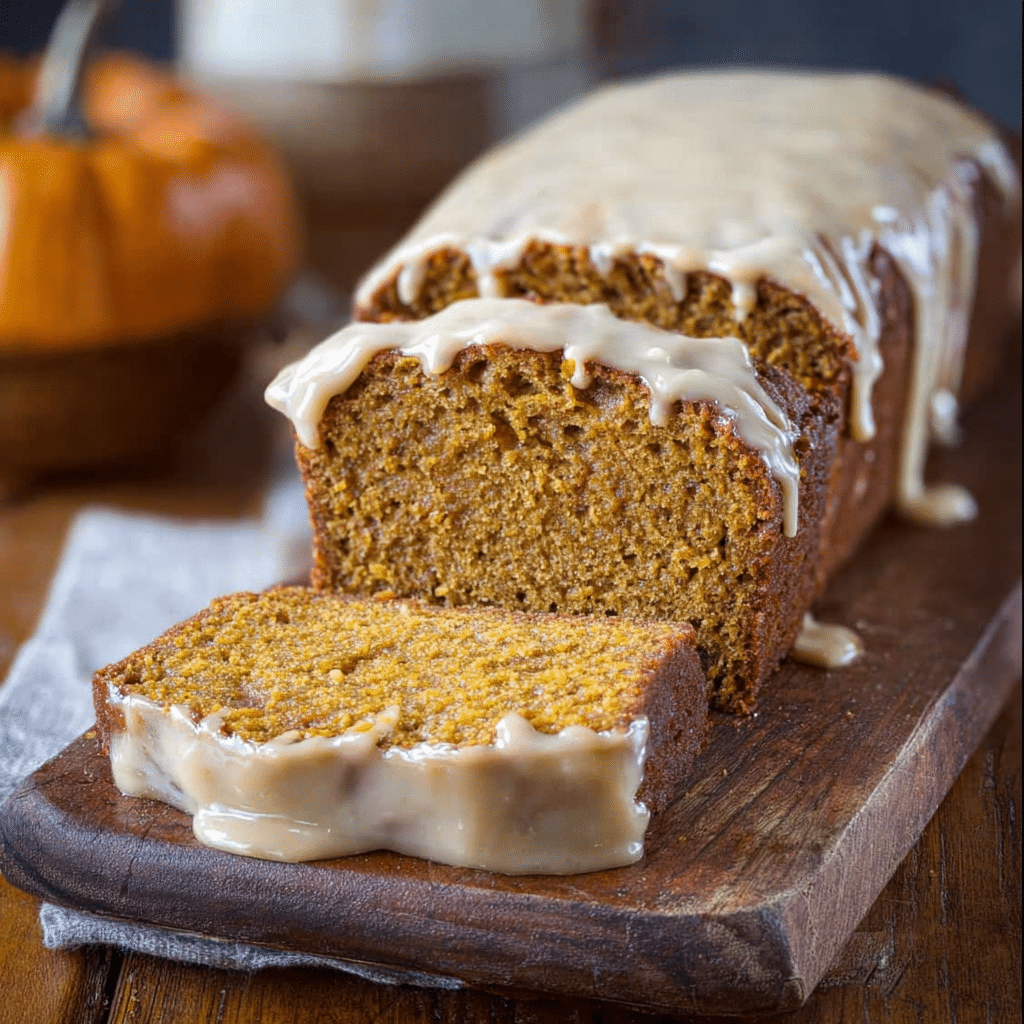 Pumpkin Bread with Brown Butter Maple Glaze