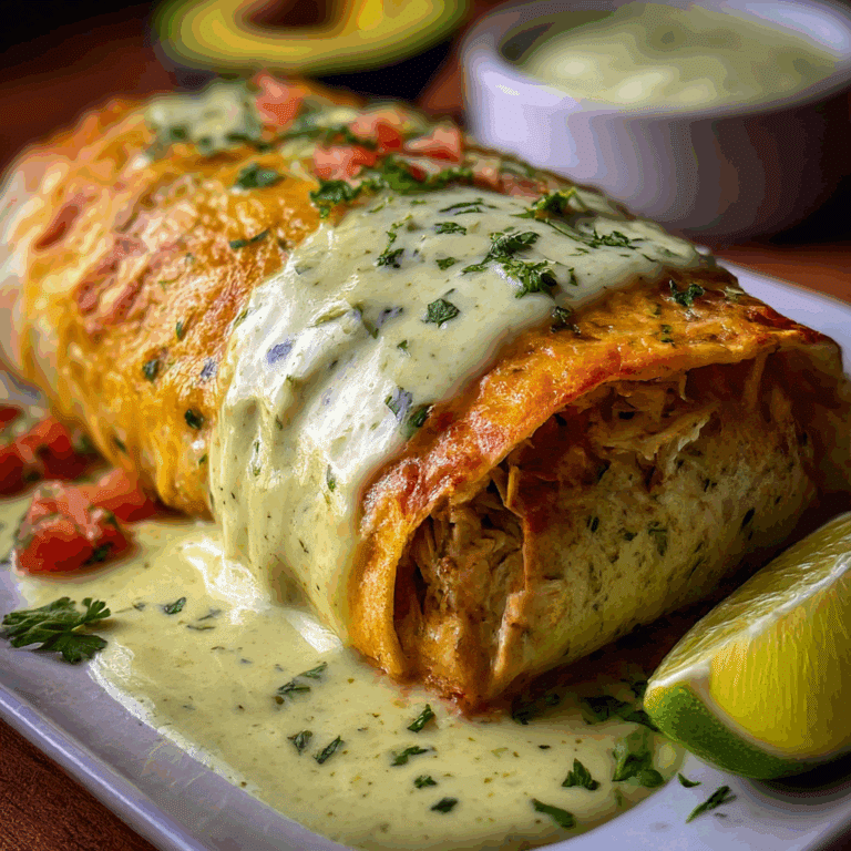 Baked Chicken Burritos with Creamy Green Chile Sauce