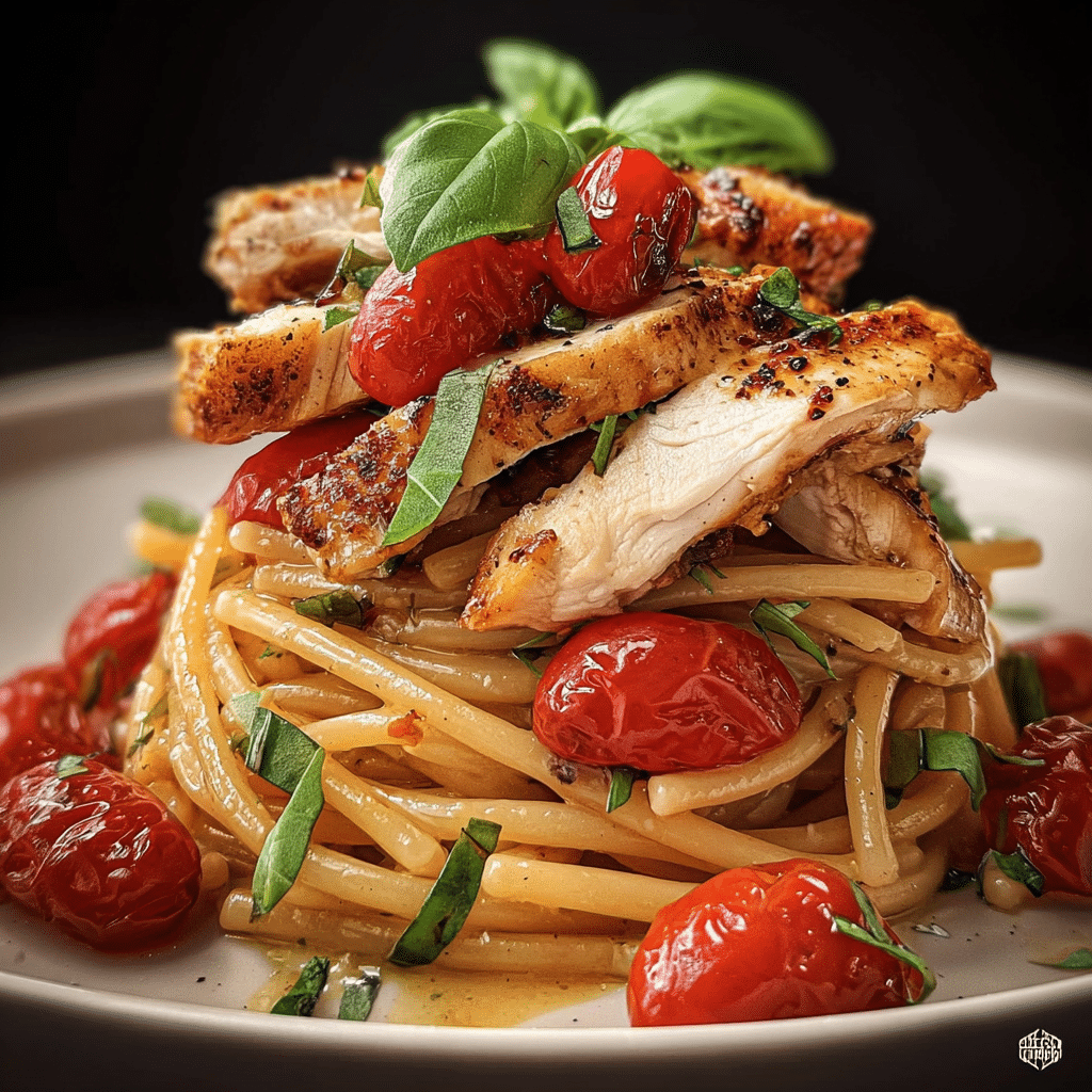 Bruschetta Chicken Pasta Stack