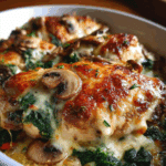 Cheesy Chicken, Spinach & Mushroom Low Carb Bake
