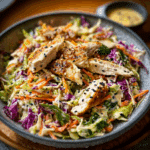 Chicken Coleslaw Salad with Ginger Sesame Dressing