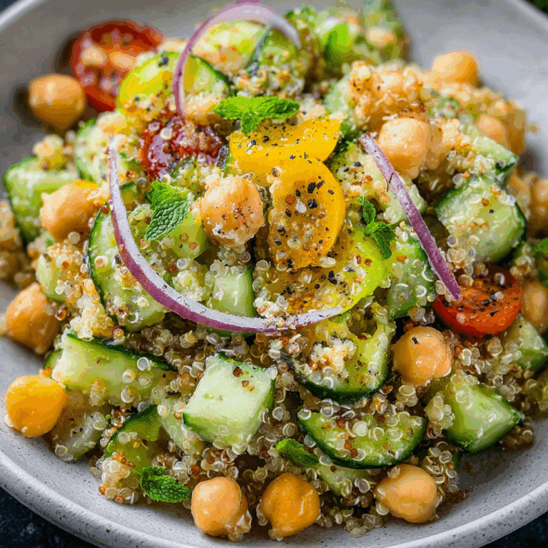 Crispy Quinoa Cucumber Chickpea Salad