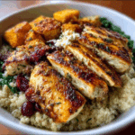 Greek Chicken Harvest Bowl with Cranberries & Feta