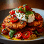 Italian Basil Chicken Cutlets with Tomato and Burrata