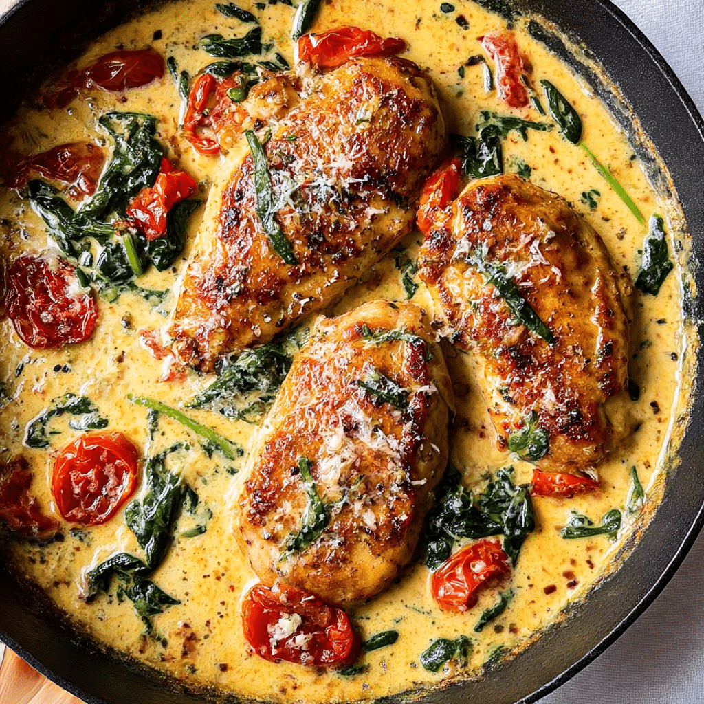 One-Pan Creamy Parmesan Tuscan Chicken