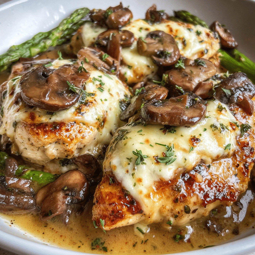 Savory Chicken Madeira with Mushrooms & Melted Cheese
