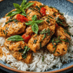 Spiced Coconut Basil Chicken with Rice