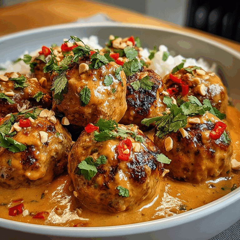 Thai Chicken Meatballs in Creamy Peanut Sauce