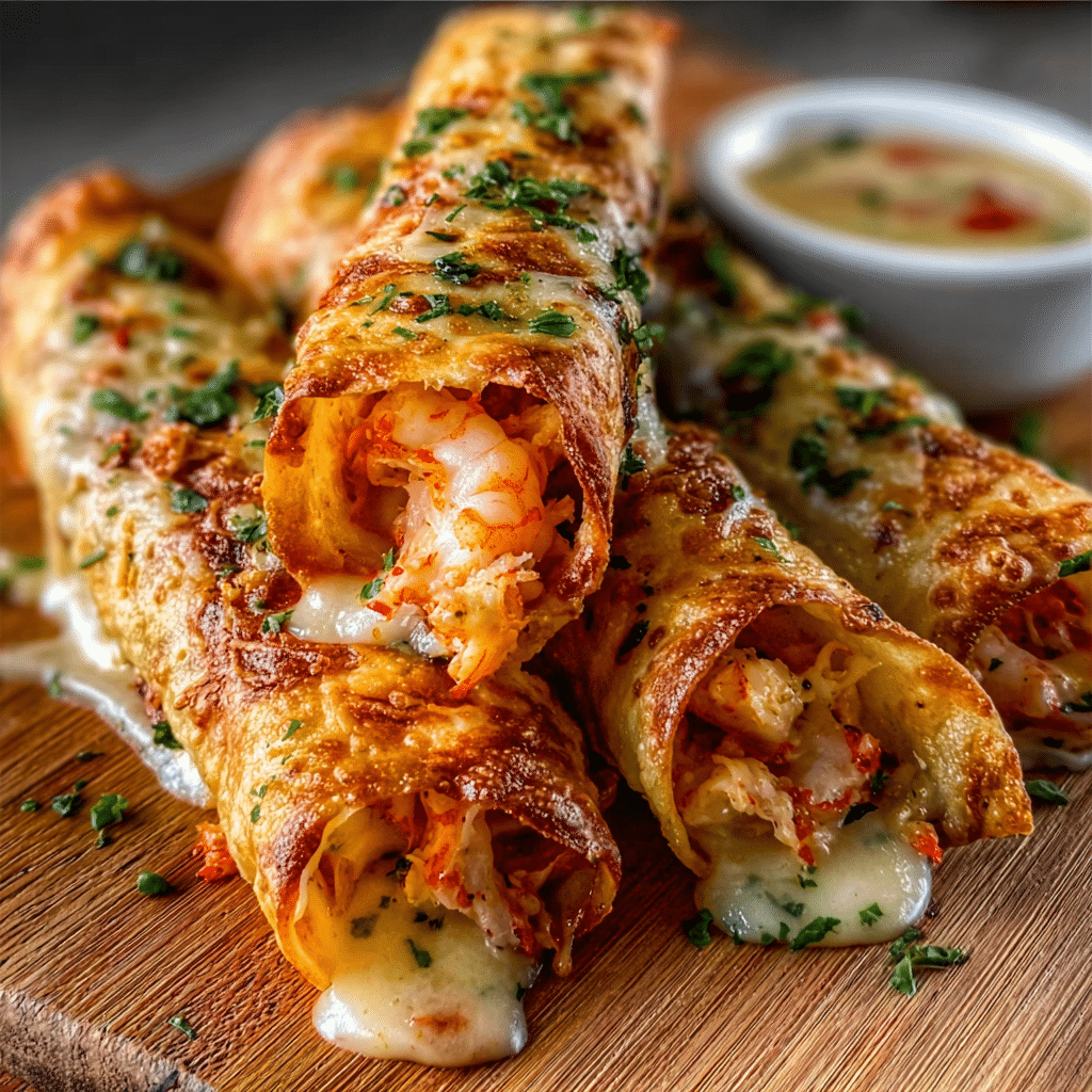 Crispy Crab And Shrimp Queso Taquitos