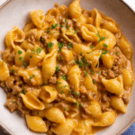 One Pot Cheesy Cheeseburger Pasta