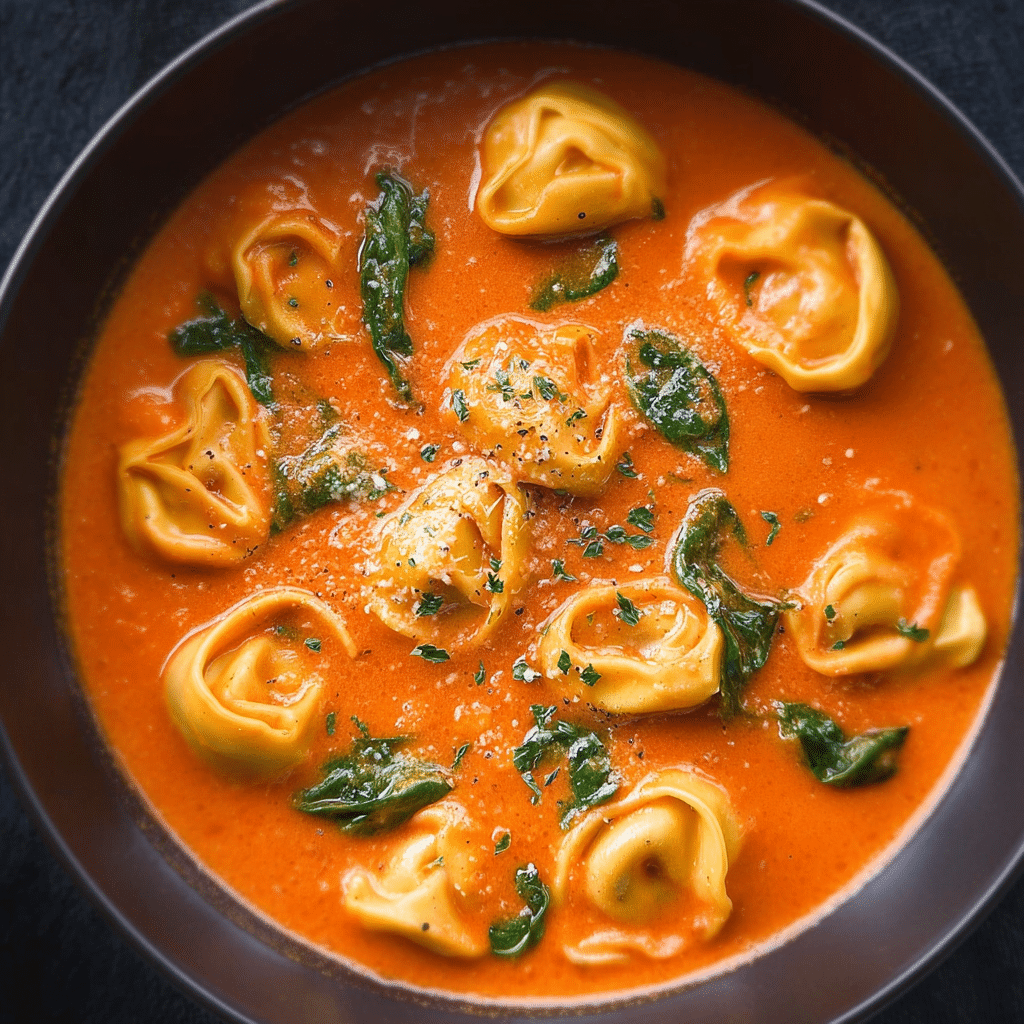 Parmesan Tomato Tortellini Soup